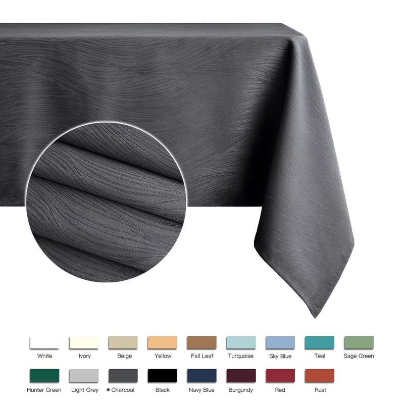 maxmill Jacquard Tablecloth Swirl Design Water Resistance Antiwrinkle Heavy Weight Soft Table Cloth for Buffet Banquet Parties Event Holiday Dinner Rectangle 60 x 84 Inch Charcoal - Image 2